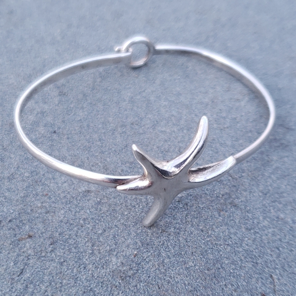 Sterling silver starfish bangle